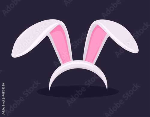 Rabbit ears mask. Easter bunny ear, traditional spring holidays bunny ears band flat vector illustration. Cute Easter bunny ears costume
