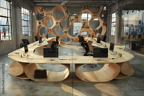 Imagine an office where the principles of quantum mechanics dictate the layout and design. Visualize desks that exist in multiple states simultaneously, shifting configurations in response to user photo