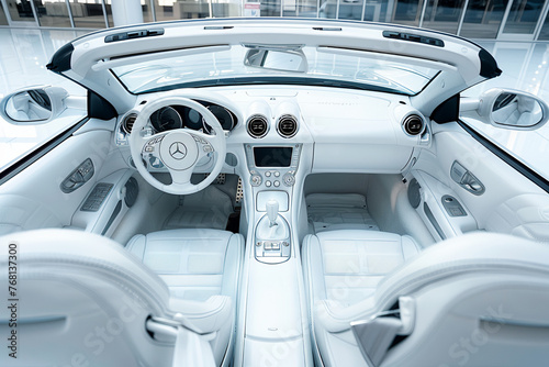 Luxurious white interior of a modern car