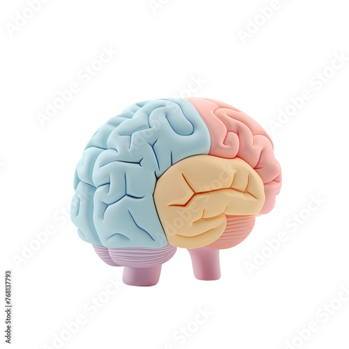 3D Icon Brain, Clay Render, Pastel Color