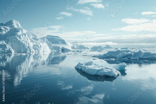 Serene Antarctic Iceberg Reflections in Ocean