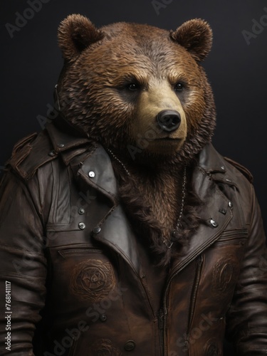 bear in a leather jacket