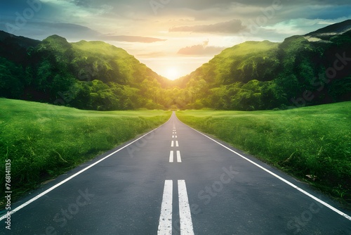 Brush painting road signifies the beginning of a journey