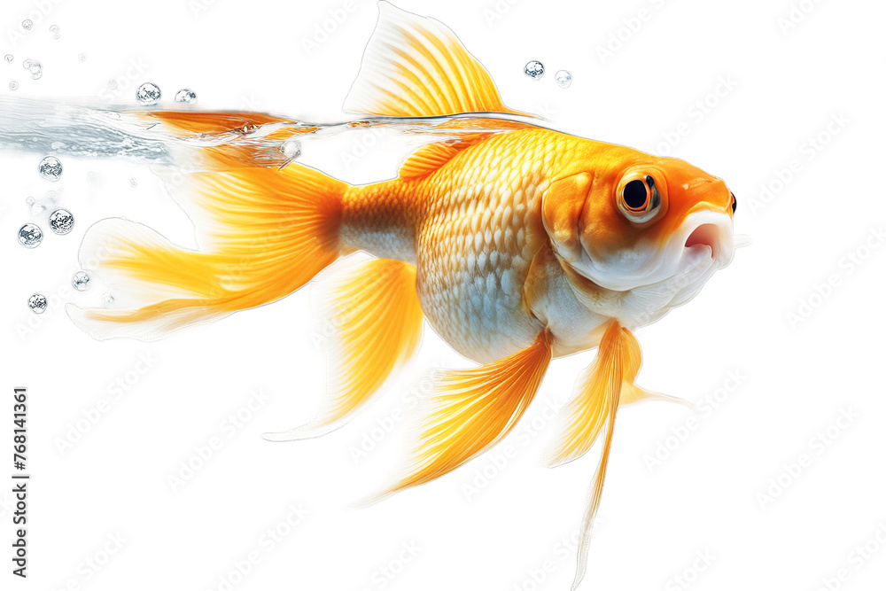 goldfish white background isolated shocked shock despair funny humorous scared worried trouble mischievous bad caught wow surprise surprised gold fish animal pet alone signs holding