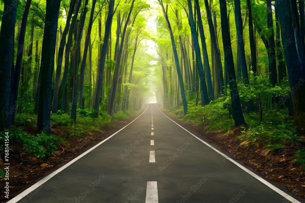 Naklejka premium Brush painting road signifies the beginning of a journey