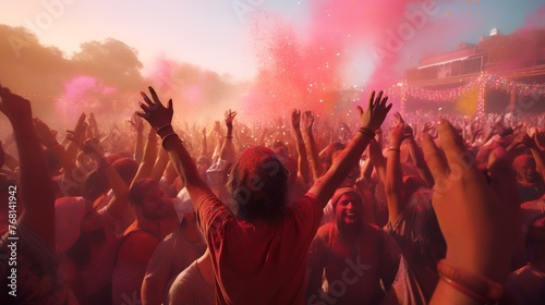 People celebrating for Holi festival of colors