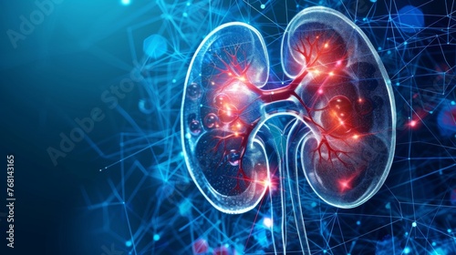 a healthy kidneys shining biological concept background.