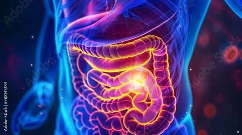 Gastroparesis disorder affecting your stomach nerves and muscles. Medical background photo