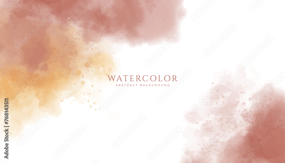 Abstract horizontal watercolor background. Neutral light red yellow colored empty space background illustration