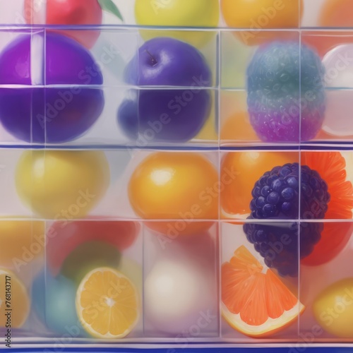 colorful mosaic of various fruits, each in a separate square, creating a vibrant and fresh display