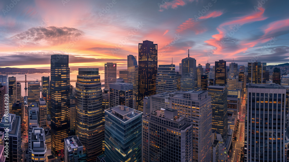 Obraz premium city skyline at sunset
