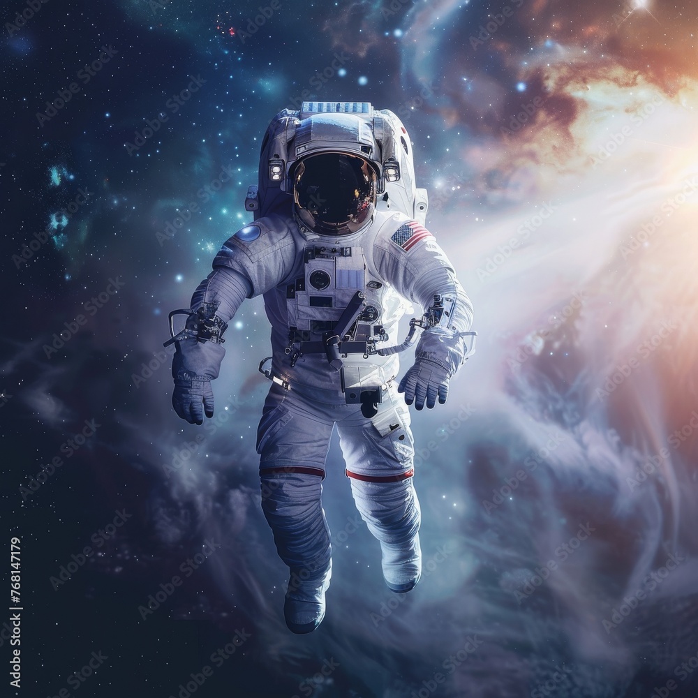 Fototapeta premium Astronaut in open space on the on galaxy and stars background .