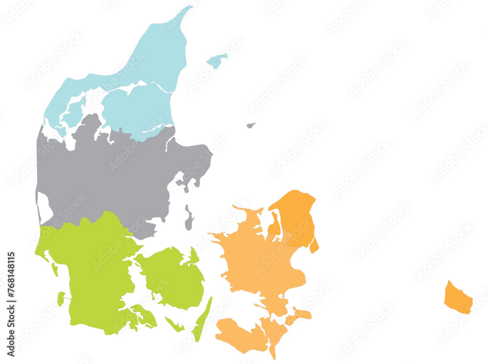 Outline of the map of Denmark with regions