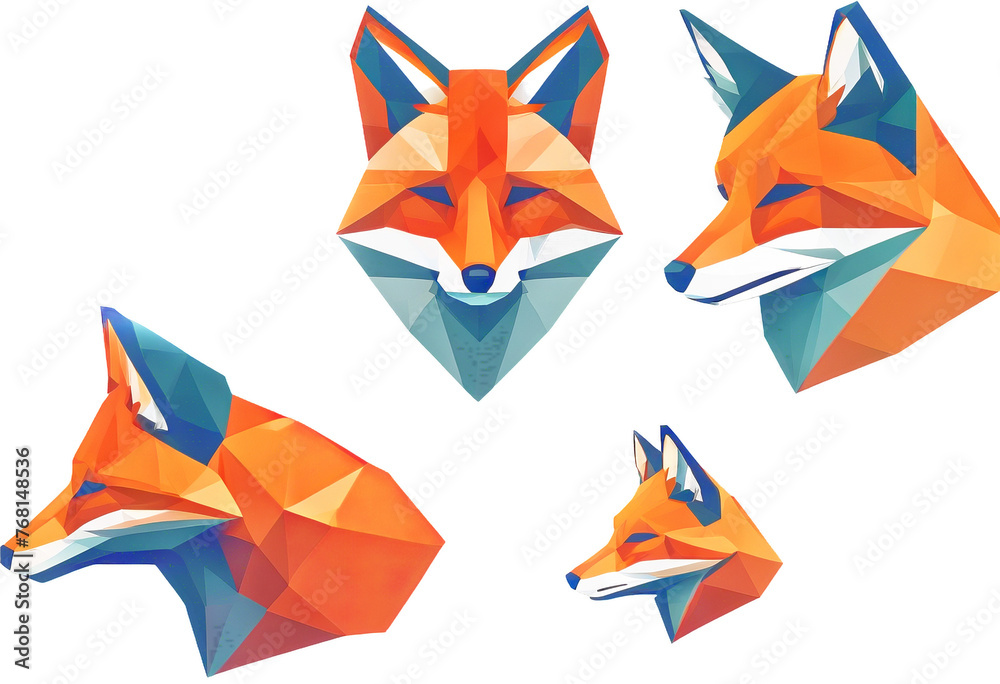 style white icon design poly style isolated icon vector design animal low fox minimalism Head flat Simple head concept background