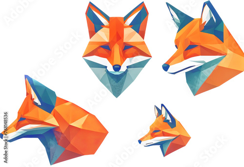 Obraz na płótnie style white icon design poly style isolated icon vector design animal low fox minimalism Head flat Simple head concept background w salonie