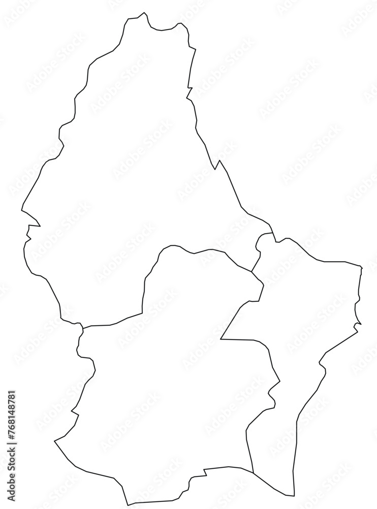 Outline of the map of Luxembourg with regions