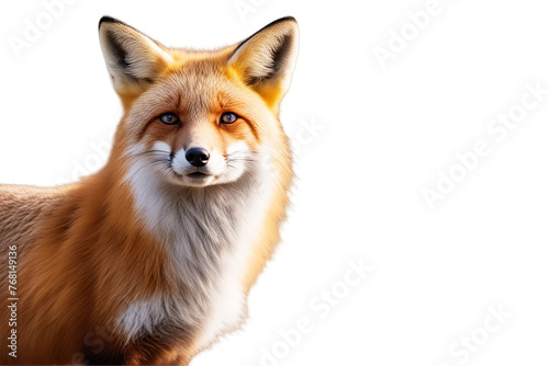 4 vulpes fox years old red walking white background isolated no people mammal wild half face horizontal alone cut-out on animal wildlife brown nobody studio shot full-length one vertebrate looking
