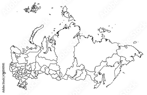 Outline of the map of Russia with regions