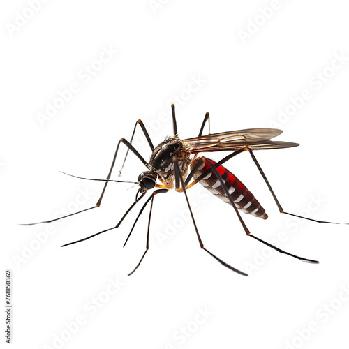Close Up of a mosquito carrying dengue fever on transparent background PNG