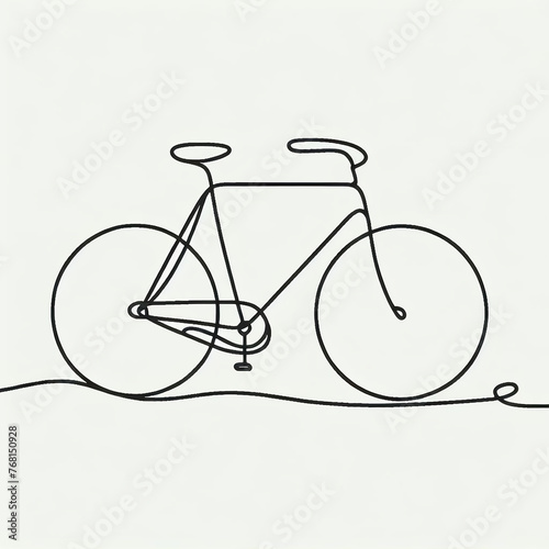 Minimalistic Line Drawing, Black on White, Simplistic Bicycle Art
