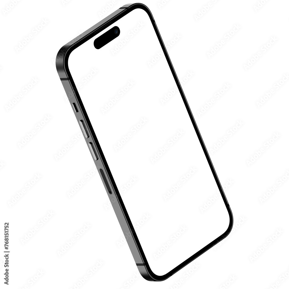 Front side photo of black smartphone similar to iphone without background. Template for mockup Front side photo of black smartphone similar to iphone without background. Template for mockup