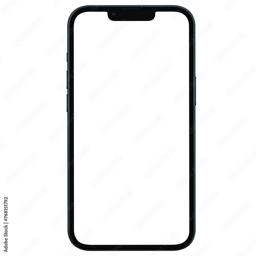 Front side photo of blue smartphone similar to iphone without background. Template for mockup Front side photo of blue smartphone similar to iphone without background. Template for mockup