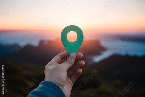 Green pin indicates chosen travel destination, inspiring wanderlust