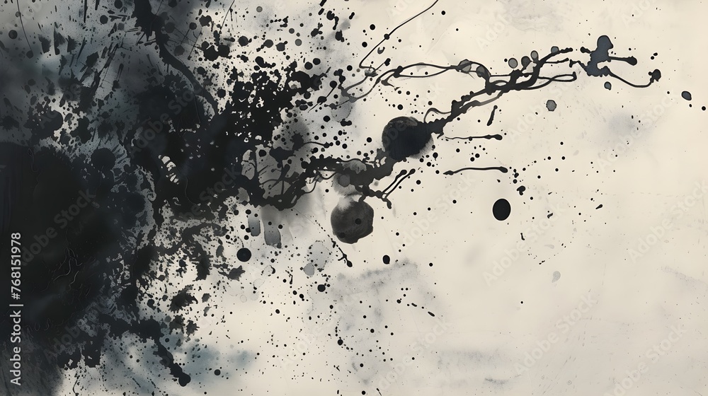 Black ink wash painting of a landscape with Japanese oriental style. Black ink wash painting of a landscape with Japanese oriental style.