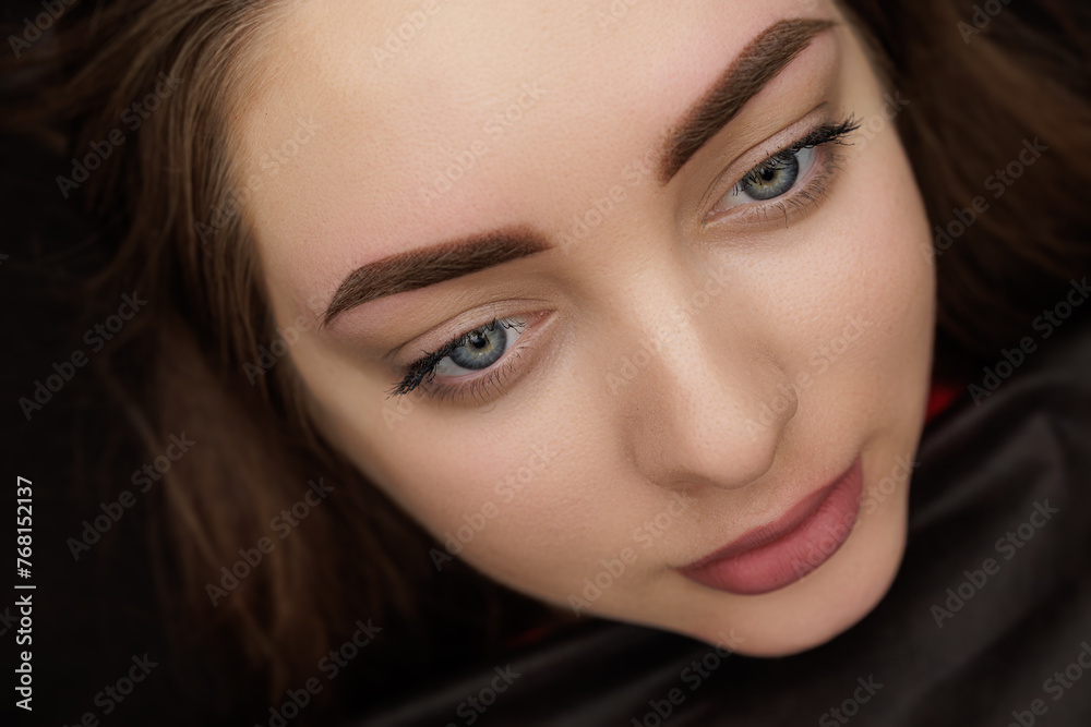 Beautiful permanent makeup after the second procedure of eyebrow correction. Second PMU procedure in a month of permanent eyebrow makeup. Permanent makeup correction. Beautiful permanent makeup after the second procedure of eyebrow correction. Second PMU procedure in a month of permanent eyebrow makeup. Permanent makeup correction.