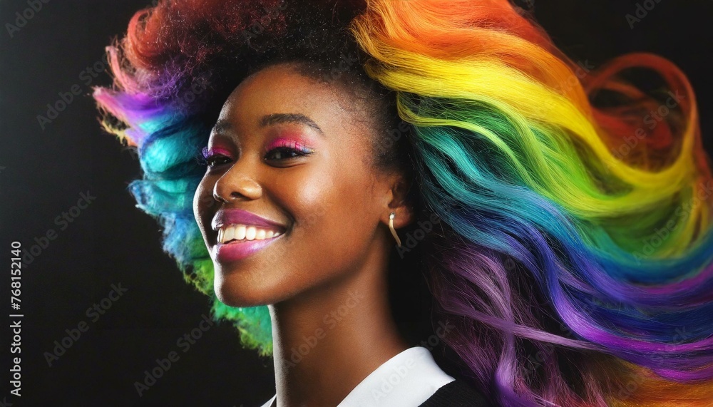 Fototapeta premium youn woman with rainbow dyed hair