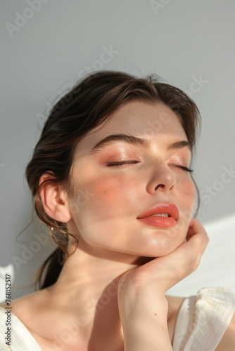 Portrait of Woman with Flawless Skin in Soft Natural Light