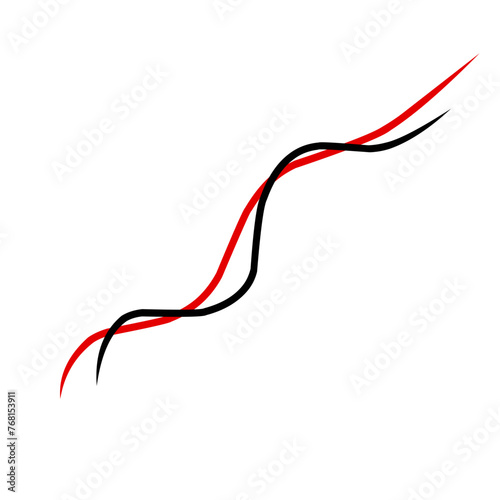 Intertwined Red And Black Thread Line Vector