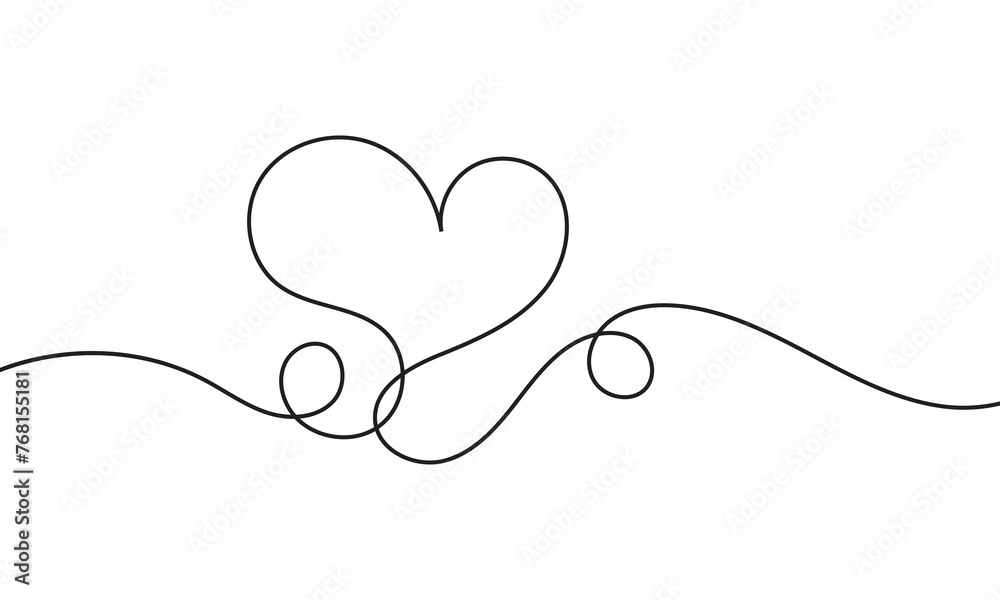 Single doodle heart continuous wavy line art drawing on white background. vector illustration. EPS 10 Single doodle heart continuous wavy line art drawing on white background. vector illustration. EPS 10