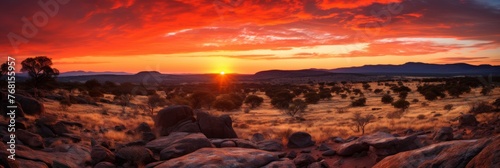 Fiery Desert Sunset Panorama