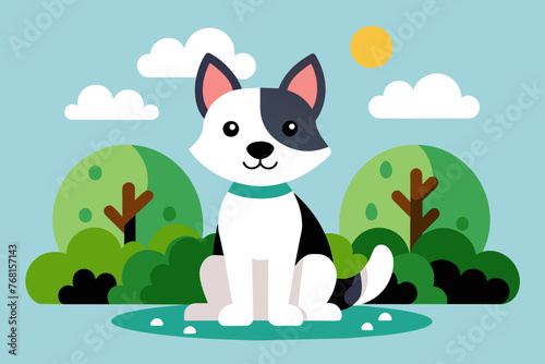 Cute Dog sitting cartoon vector icon illustration animal nature icon concept isolated flat vector