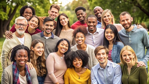 Happy diverse people together in the park