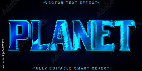 Cartoon Blue Planet Vector Fully Editable Smart Object Text Effect