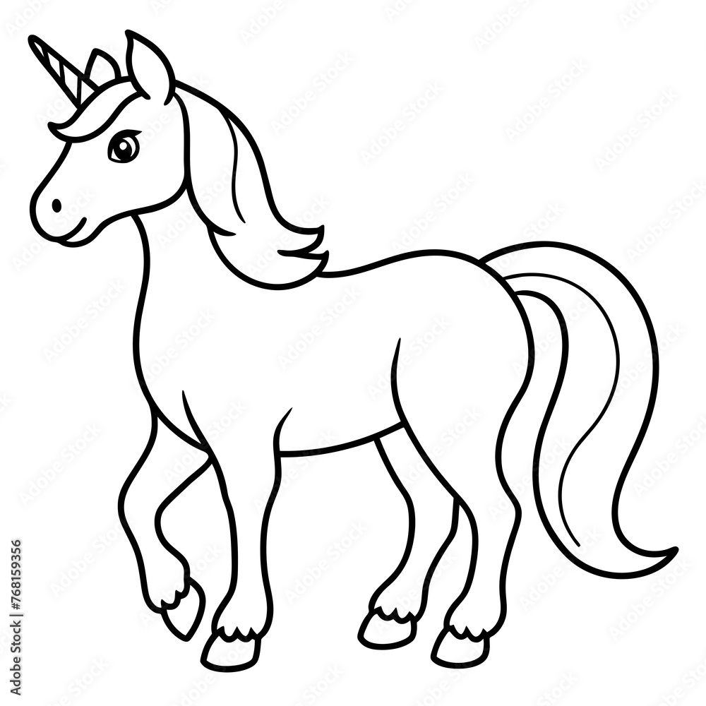 Unicorn   illustration line art vector