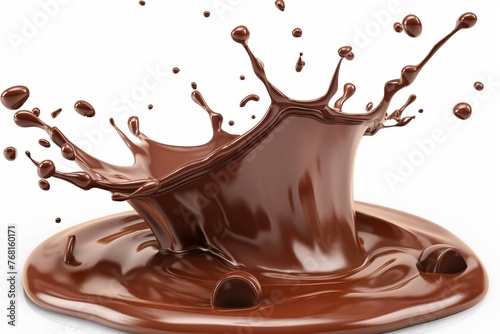 Chocolate Splash, Isolated on White Background, High Resolution Photo, in the Studio Lighting