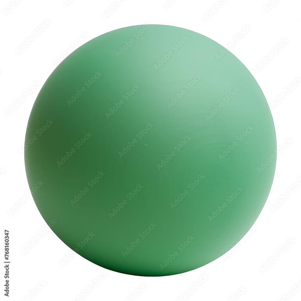 A green ball is sitting on a white background. The ball is round and has a smooth surface A green ball is sitting on a white background. The ball is round and has a smooth surface