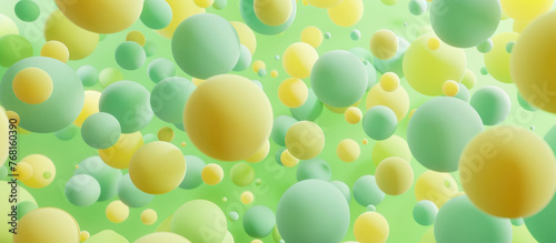 Abstract background with yellow and green matt spheres