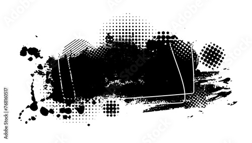 Abstract black blot object. Grunge frame. hand drawing. Not AI. Vector illustration