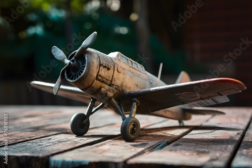 Nostalgic wanderlust Retro airplane miniature evokes travel memories
