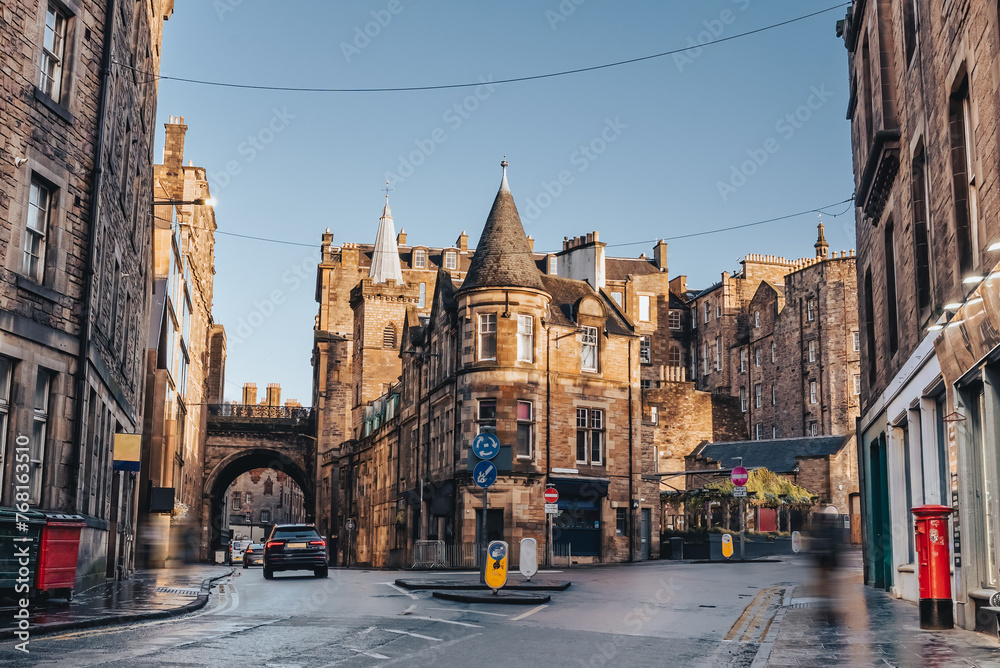 An old Victorian building on Cowgatehead in Edinburgh Old Town, Scotland