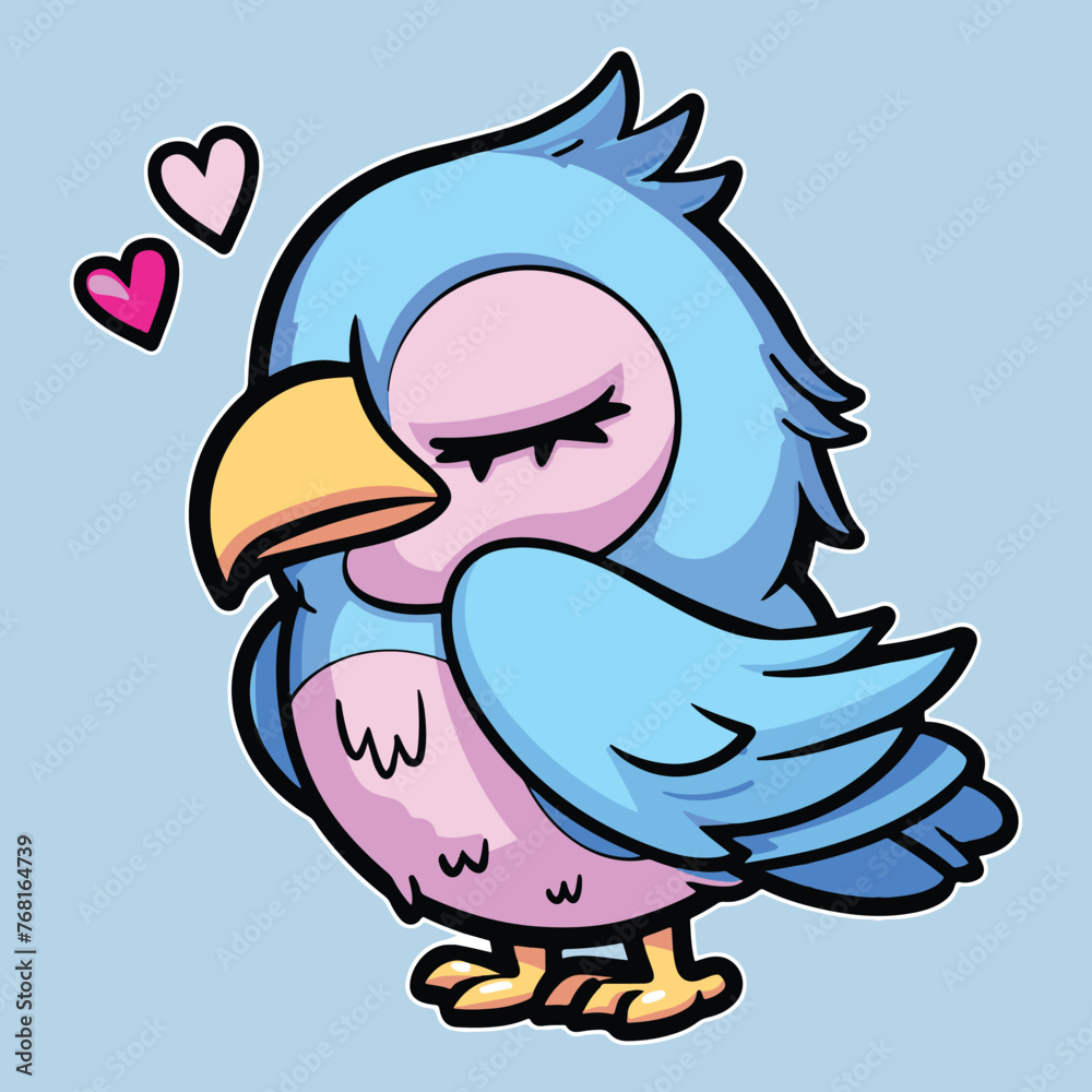 Cute little blue bird cartoon character in pastel colors Cute little blue bird cartoon character in pastel colors