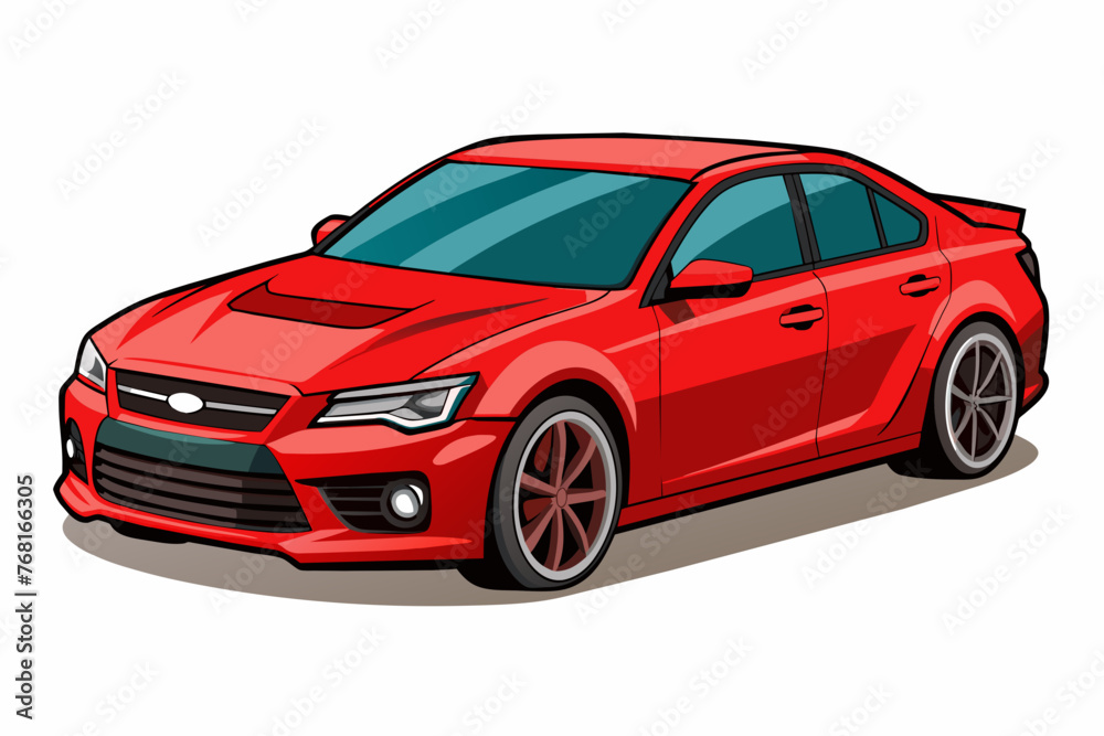 Modern Red car, Vector art, Illustration, White Background