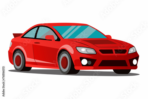 Modern Red car  Vector art  Illustration  White Background