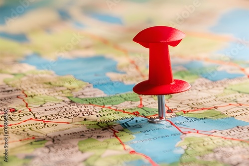 Pin on map signifies chosen travel destination, ready for exploration