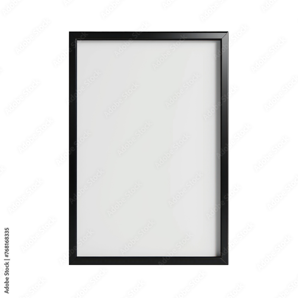 Realistic empty black frame mockup isolated on a transparent background. PNG cutout or clipping path.