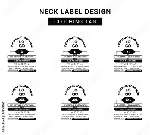 Neck label template concept vector or EPS design for garment